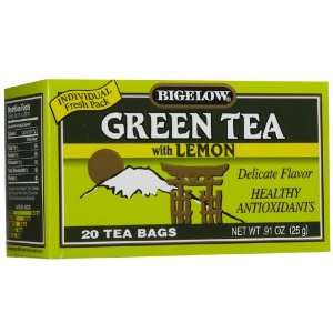 Bigelow Green Tea w/ Lemon Tea Bags, 20 ct, 3 pk  Grocery 