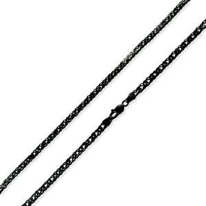 Black Rhodium Plated Sterling Silver 22 Rombo Chain Necklace   4.0MM