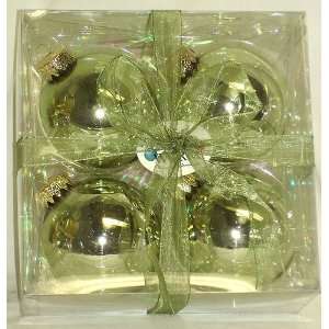  Set of 4 Shiny Green Mist Glass Ball Christmas Ornaments 