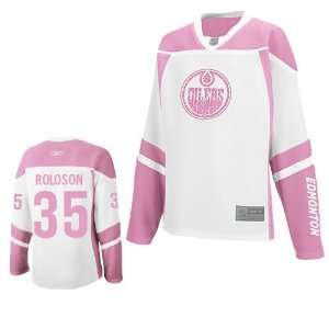  ROLOSON #35 Edmonton Oilers RBK Womens Pink NHL Hockey 