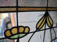 Vintage Stained Glass Window with Water Lily Design  