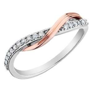 Diamond Promise Ring 1/10 Carat (ctw) in 10K White and Pink Gold, Size 