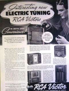 1938 RCA VICTOR   ELECTRIC TUNING RADIOS   FIVE MODELS PRINT AD 