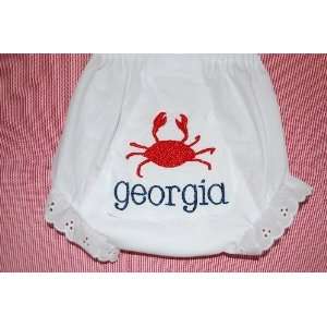   embroidered crab name monogrammed bloomer diaper cover