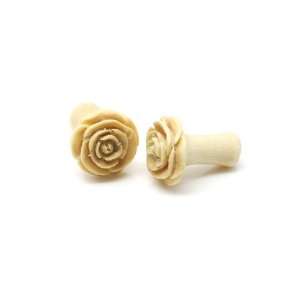  Urban Star Organic Hand Carved Wood White Rosebud Flower 