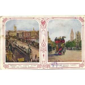   Postcard Old London Bridge and Parliament Square   London England UK