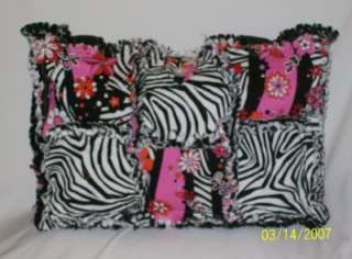 Hot Pink Black Zebra Rag Quilt Diaper Bag Tote Purse  