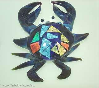 Dichroic Glass Hawaiian Rainbow Swimming Crab Sculpture  