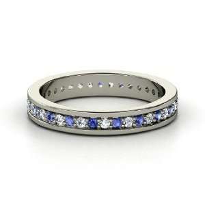  Brianna Eternity Band, 14K White Gold Ring with Sapphire 