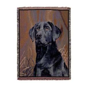 Black Labrador Retriever Dog Deluxe Full Size Tapestry Blanket Throw 