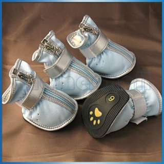 Pet Dog Puppy Leather Cozy Boots Shoes Clothes Apparel  