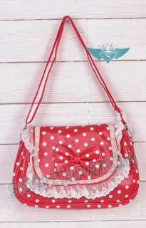 KA Red White Polka Dot Pattern Kid Handbag Shoulder Bag Bowknot Kawaii 