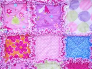 Once upon a time ~~~Sweet and Soft baby girl rag quilt blanket  