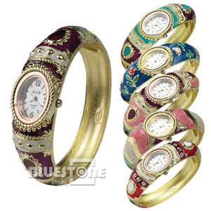Retro Ethnic Women Lady Girl Wristwatch Quartz Dress Bangle Bracelet 