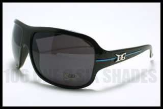 DG Oversized Fashion Designer Sunglasses BLACK with Blue Stripe