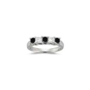  1.18 Cts Black & White Diamond Five Stone Ring in Platinum 