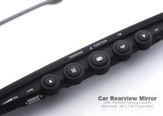 Car Rearview Mirror with Wireless Parking Camera (Bluetooth, , FM 