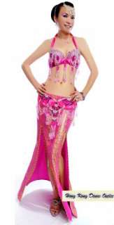 NEW Belly Dance Costume Bra Top+Hip Belt+Skirt, 3 pics  
