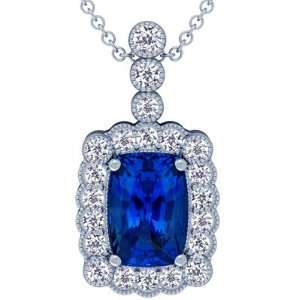   Cut Blue Sapphire And Round Diamond Pendant (GIA Certificate) Jewelry