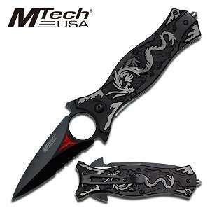  MTech Gray Dragon Knife with Glass Breaker Sports 