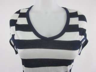 ROBIN K Blue White Stripes Short Sleeves Tee Shirt Sz S  