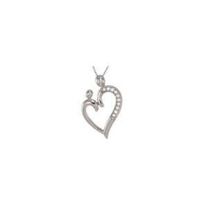 ZALES Diamond Motherly Love Heart Pendant in 14K White Gold   16 inch 