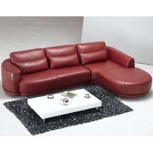  Modern Red Leather Sectional Sofa   RSF