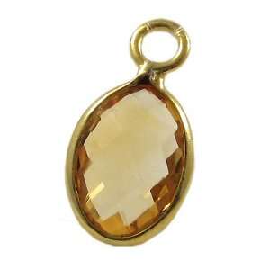  Citrine Faceted Oval and Vermeil Pendant Approx. 22x12mm 