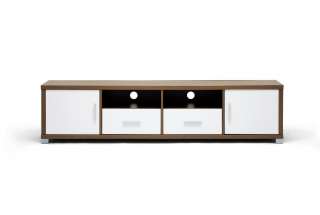  VENEER MODERN WOOD FLAT PANEL TV STAND CREDENZA MEDIA CONSOLE WHITE 