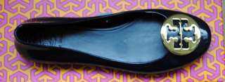Tory Burch METAL Jelly Rubber Flat shoes NAVY/GOLD FreeShip  