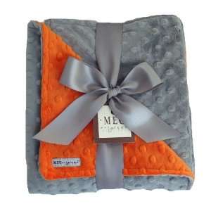  Orange & Gray Minky Blanket Baby