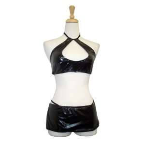   Liquid Onyx Halter/Mini Skirt Set, L/XL, Black