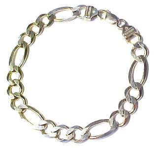   Figaro Link Chain Bracelet by IBB, Italy 7 7/8 x 8.5mm EXC  