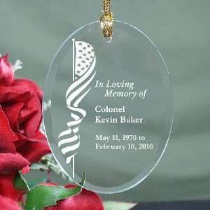  In Loving Memory Engraved Military Glass Ornament