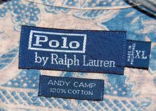 POLO RALPH LAUREN Blue Paisley Andy Camp Short Sleeve Button Down 