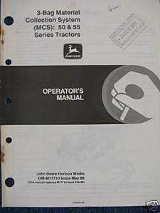John Deere 3 Bag MCS Bagger for 650 750 655 755 855 Tractor Operator 