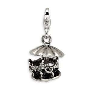    Sterling Silver Moveable Carousel Merry Go Round Charm Jewelry