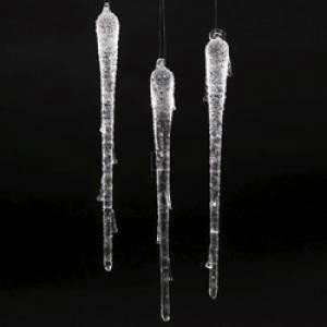  GLASS ICICLE ORNAMENTS 6PC.