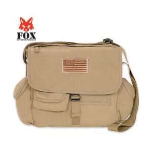 Fox Vintage Messenger Bag Khaki with USA Flag  Sports 