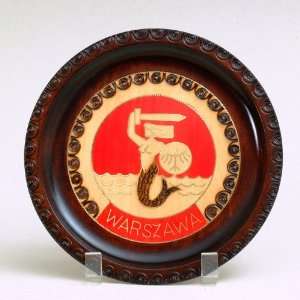  Wooden Plate   Warsaw Mermaid, 8 inch Diameter