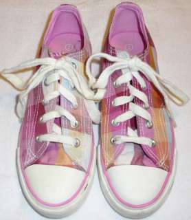 PINK PLAID Tennis SHOES Sneakers MADRAS Lace Up GIRLS 2  