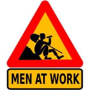  Men at work sign car bumper sticker decal 4 x 5 