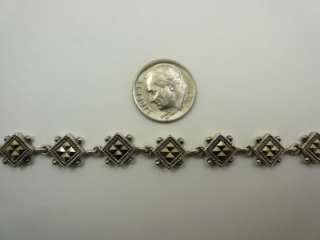 925 Sterling Silver Marcasite Square Link Bracelet  