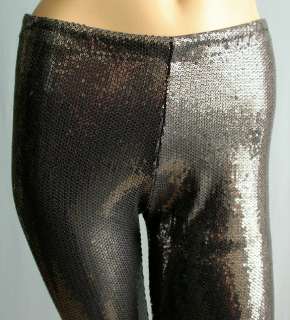 Alice + Olivia Gunmetal Gray Sequin Leggings Tights Pants S $297 NWT 
