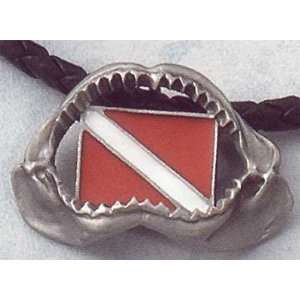  New Silver Pewter Megalodon Shark Jaw Necklace with Diver 
