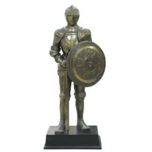  62.75 inch Figure Brass Colored Medieval Warrior wSword 