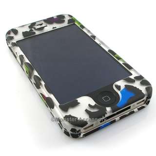 Protect your Apple iPhone 4 4G with Rainbow Leopard Rubberized Hard 