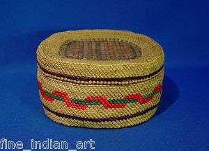 Authentic Antique Makah Indian Basket w/ Lid LARGE BOLD  