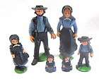 vintage set of 6 cast iron amish family figurines in