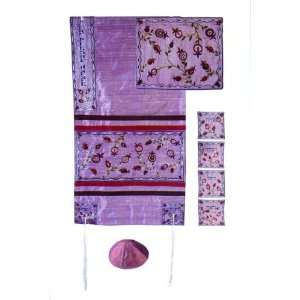   silk Appliqued Tallit Set   Matriarchs in Pink, 34x75 